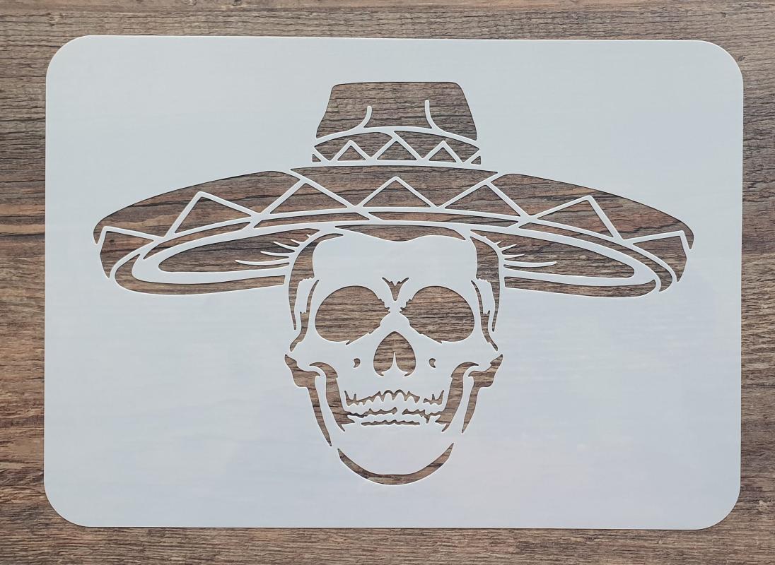 Totenkopf mit Sombrero DIN A 4